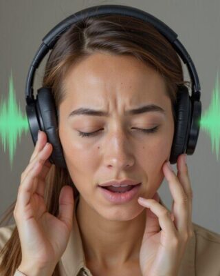 Person feeling pressure discomfort from ANC headphones