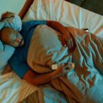 Person unable to sleep after turning off the TV