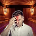 Person recovering from sauna headache with water and towel