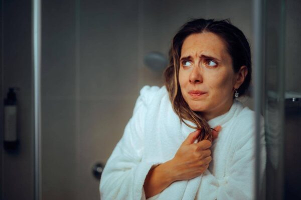 Person feeling cold after getting out of a hot shower