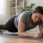 Person feeling lightheaded during a plank exercise