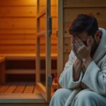Person feeling like vomiting after sauna