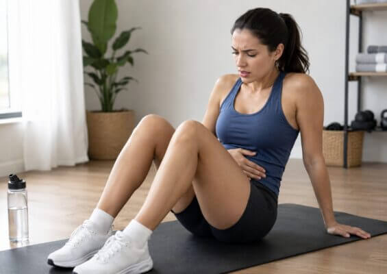 Person resting after sit-ups with a nauseous feeling