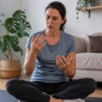 Person noticing tingling hands during a breathing exercise session