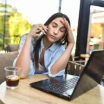 Person looking mentally drained after a long conversation