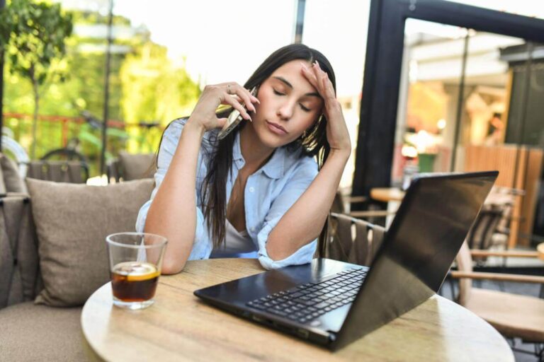 Person looking mentally drained after a long conversation