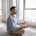 Person feeling lightheaded after a meditation breathing session