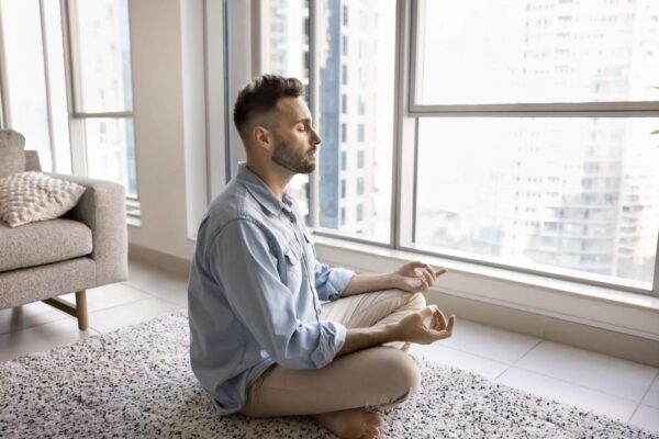 Person feeling lightheaded after a meditation breathing session