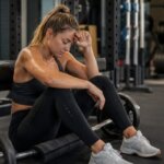 Person resting after a heavy hip thrust set and feeling lightheaded in the gym