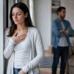 Person taking a calming pause by a window after an argument