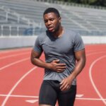 Runner feeling discomfort after intense sprinting